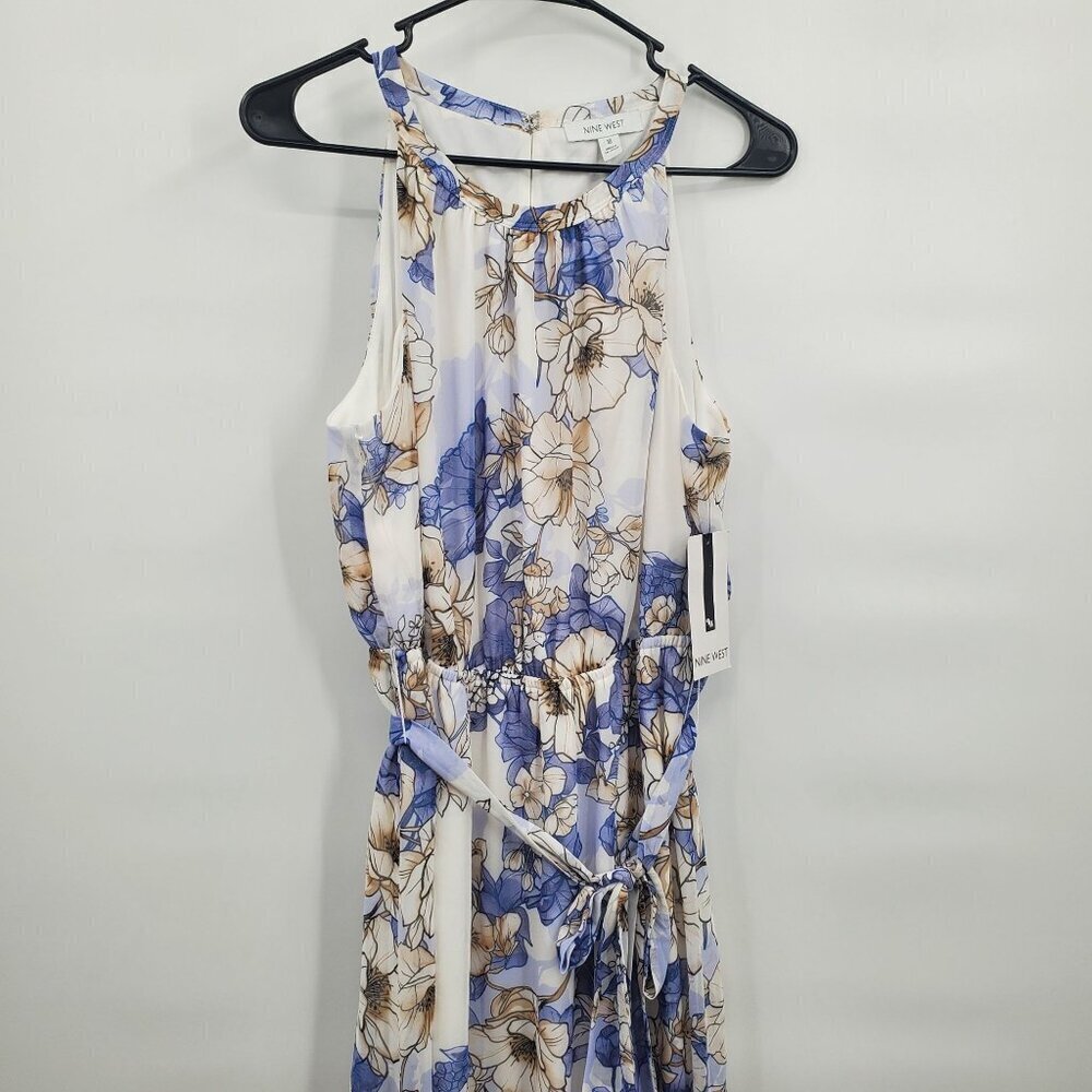 Nine West Pleated Bodice with Shirring Maxi Dress Women Size 10 NWT Sleeveless - Picture 4 of 11